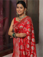 Thumbnail for Anouk Floral Woven Design Zari Kanjeevaram Saree