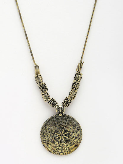 NVR Women's Gold-Plated Circular Shape Pendant with Chain - Distacart