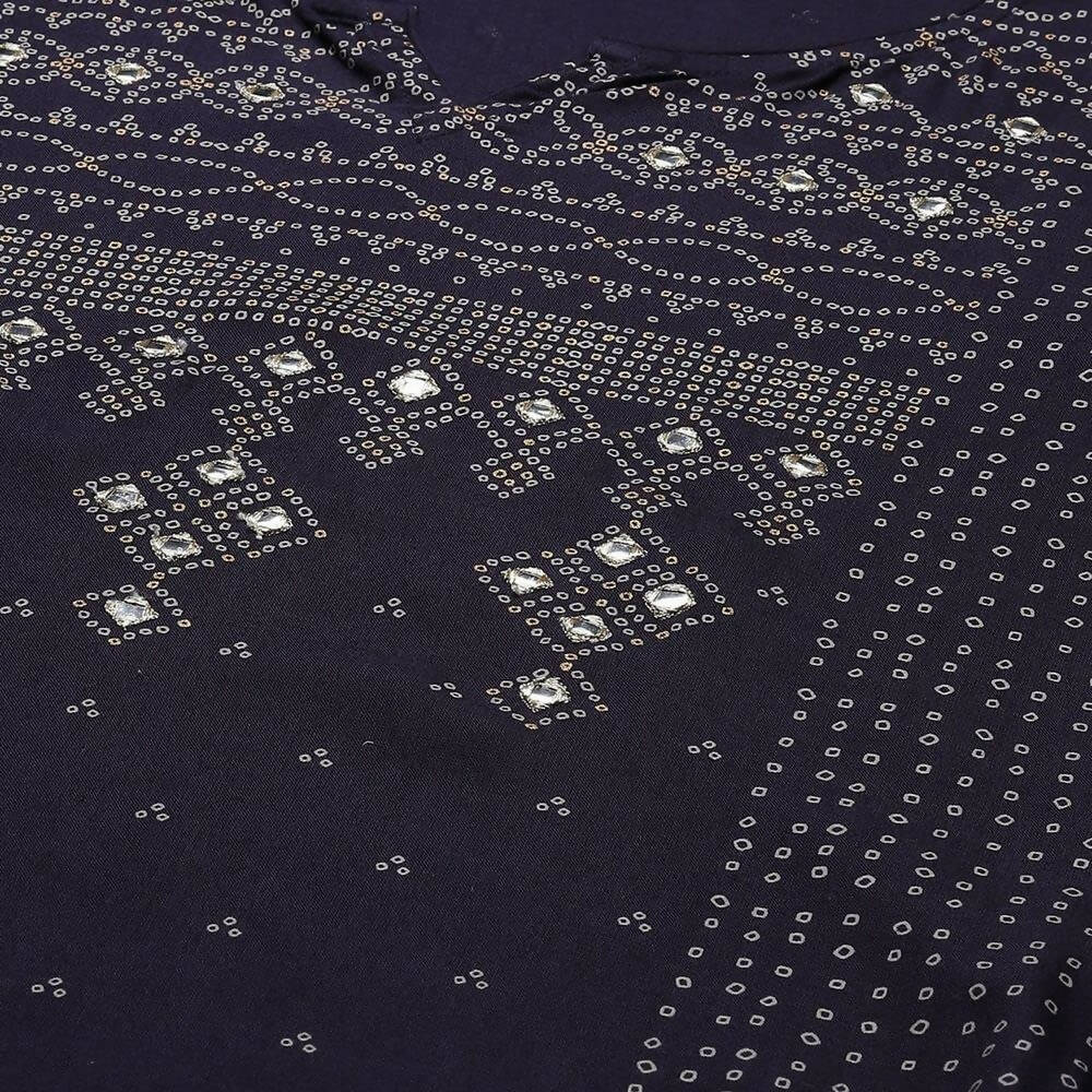 Anubhutee Women's Navy Motifs Yoke Design Kurta Palazzos with Dupatta - Distacart