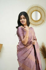 Thumbnail for Partywear Designer Light purple Banarasi Silk Fancy Saree - Starwalk - Distacart