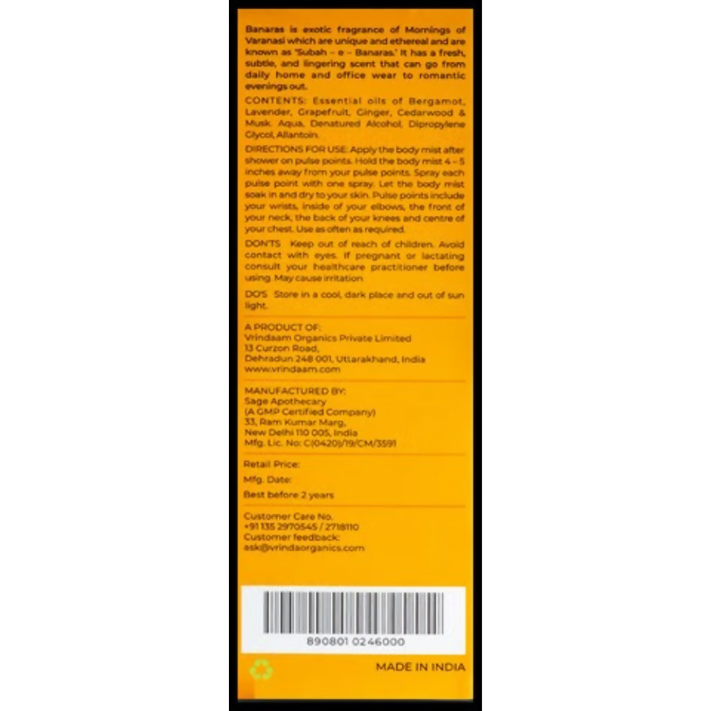 Vrinda Banaras Body Mist Spray - Dista