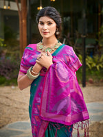 Thumbnail for Astita Sea Green Soft Silk Saree