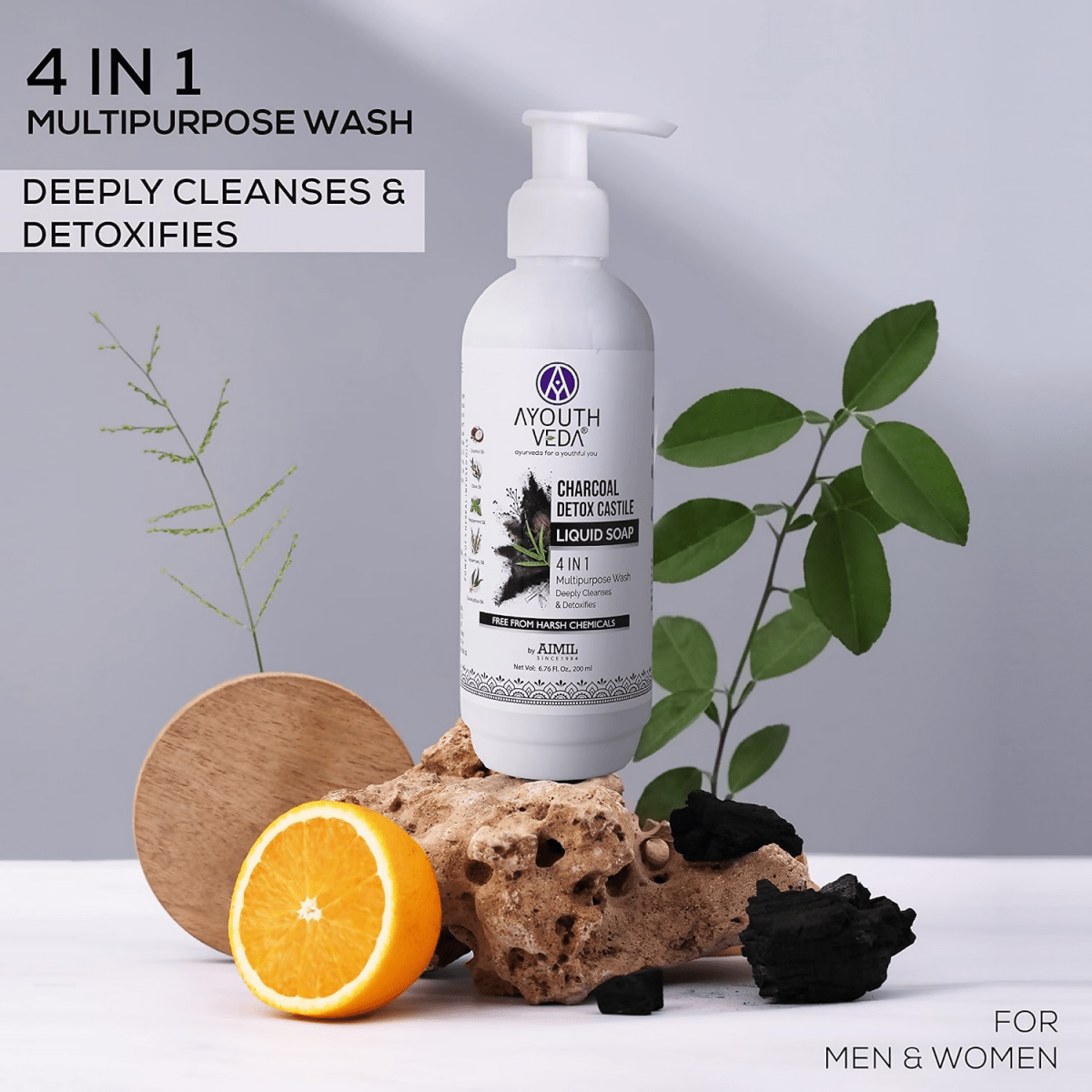 Ayouthveda Charcoal Detox Liquid Castile Soap - Distacart