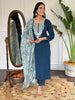 Teeya Creation Blue Colour Viscose Slub Embroidery Work Fully Stitched Kurti Set - Distacart