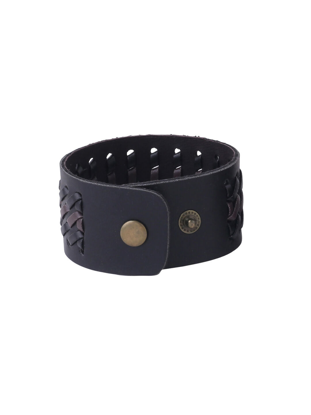 NVR Men's Set of 2 Black Leather Bracelet - Distacart