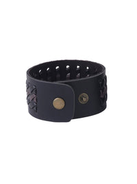 Thumbnail for NVR Men's Set of 2 Black Leather Bracelet - Distacart