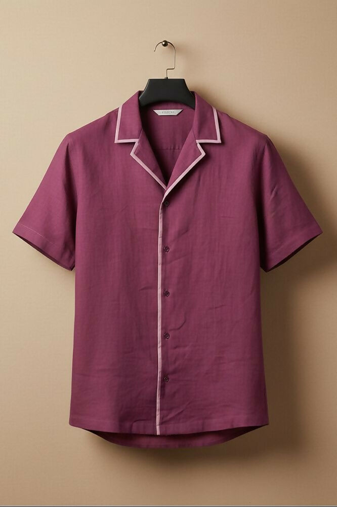 Sundown — Burgundy Linen Shirt by Hilo Design - Dista