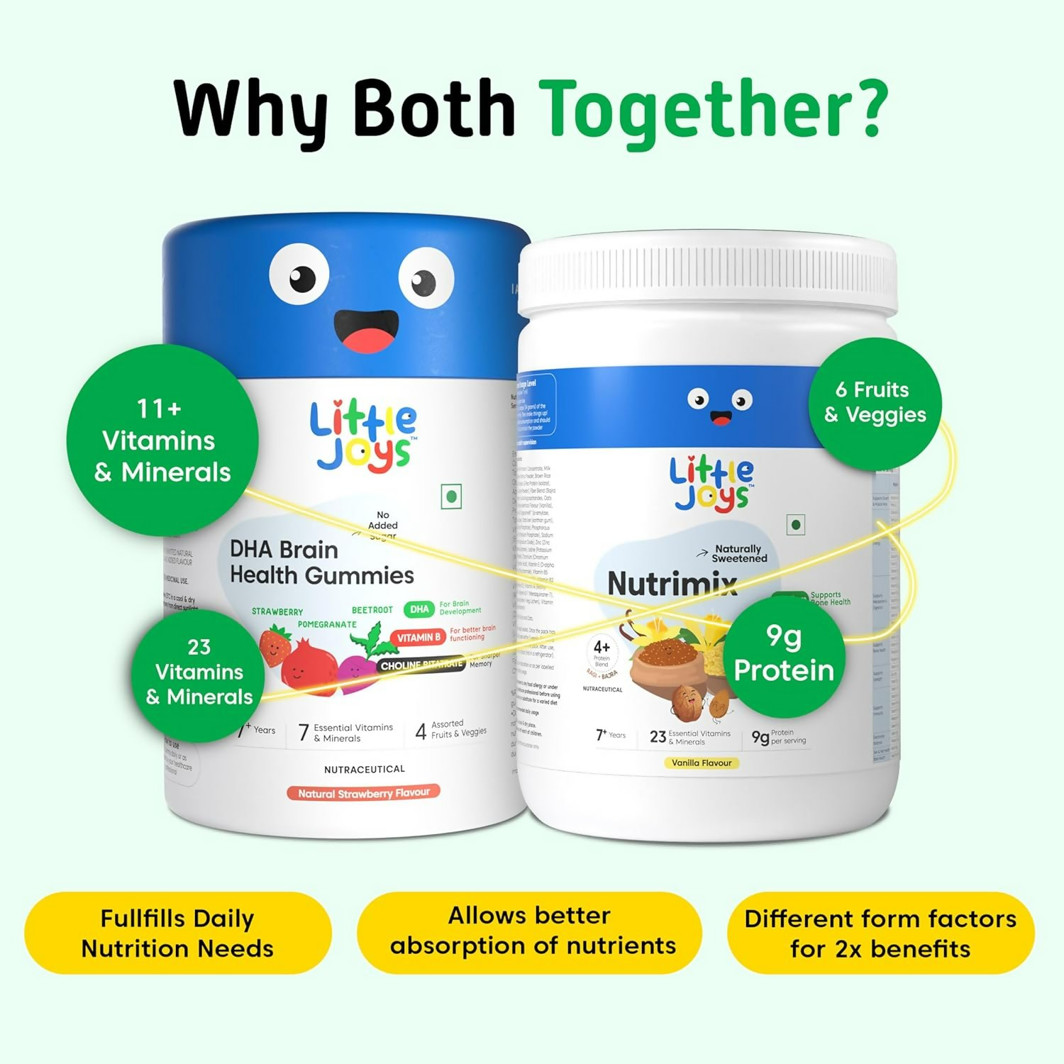 Little Joys With NutriMix Brain Health Gummies Development Kit For Better Focus & Memory ( 2 To 6 Years) - Distacart