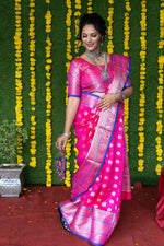 Thumbnail for Jyoti Fashion Women's Pink Soft Handloom Silk Zari Woven Saree with Blouse - Distacart