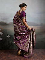 Thumbnail for Shree Shyam Fashion Wine Silk Blend Saree - Distacart