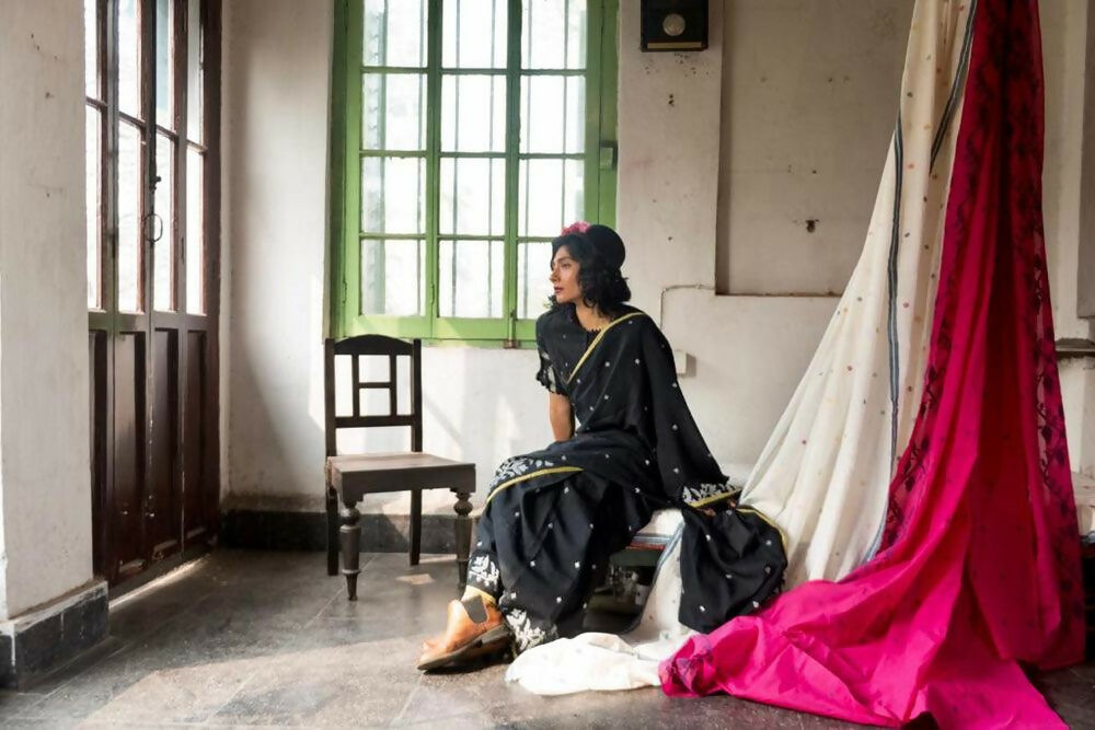 Exclusive Collection Beautiful Black Embroidery Saree