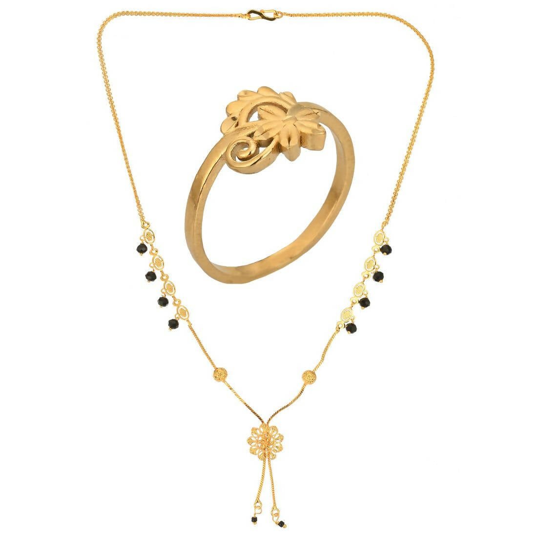 AanyaCentric Gold-plated Mangalsutra & Ring Set - Distacart