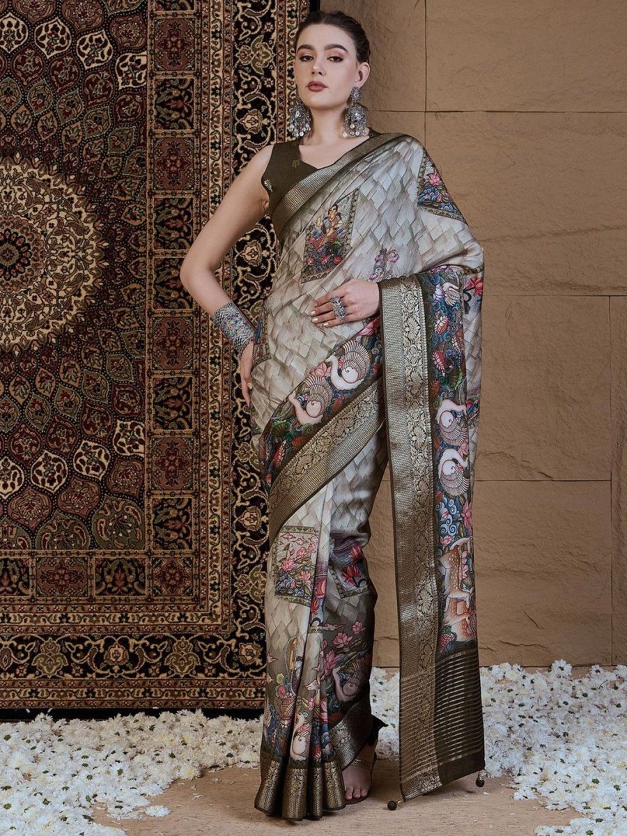 Anouk Kalamkari Zari Silk Blend Sungudi Saree - Distacart