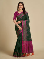 Thumbnail for Vedant Vastram Bottle Green Color Kanjeevaram Silk Saree - Bottle Green - Distacart