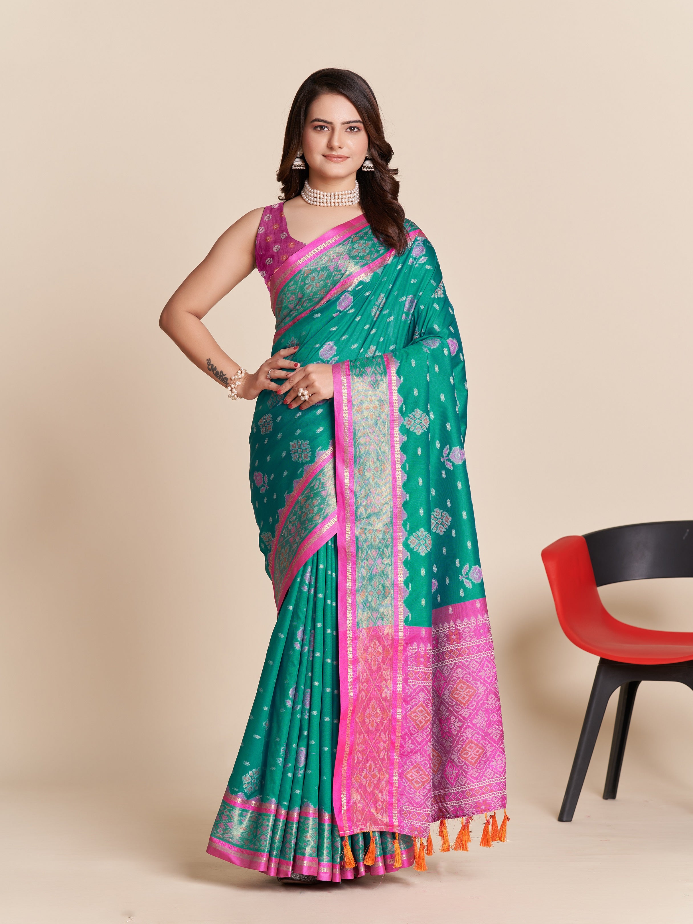 Vedant Vastram Rama Color Kanjeevaram Silk Saree - Rama - Distacart