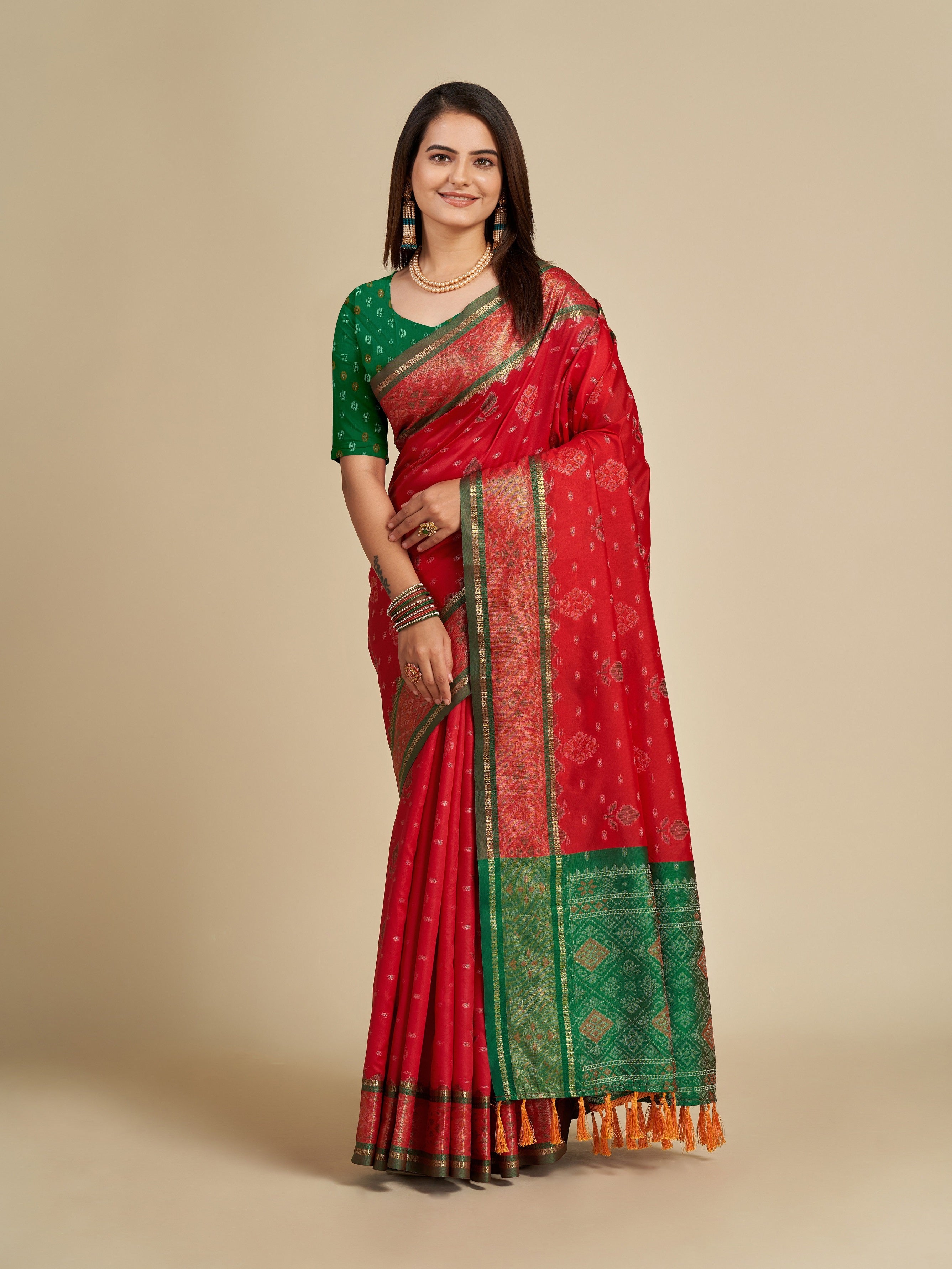 Vedant Vastram Red Color Kanjeevaram Silk Saree - Red - Distacart