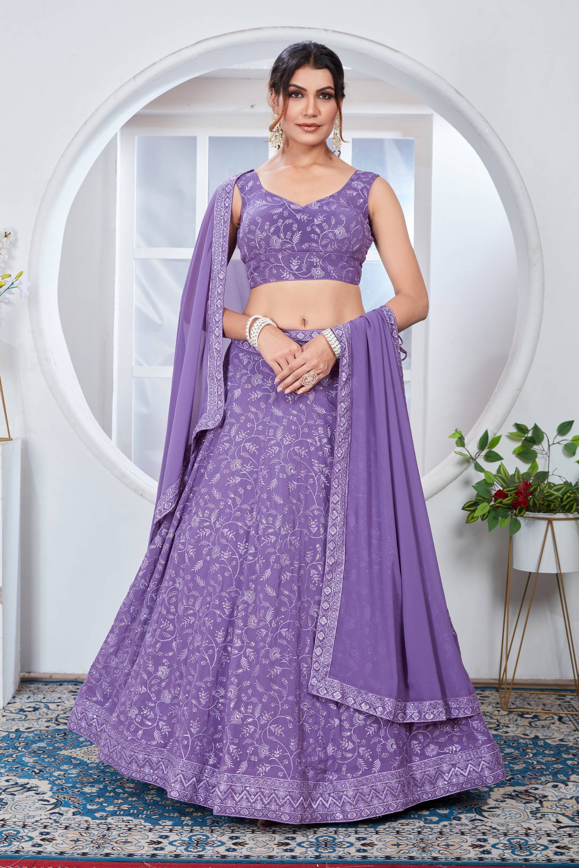 Lehenga Mart Designer Wedding Lehenga Choli For Women - Light Purple - Distacart
