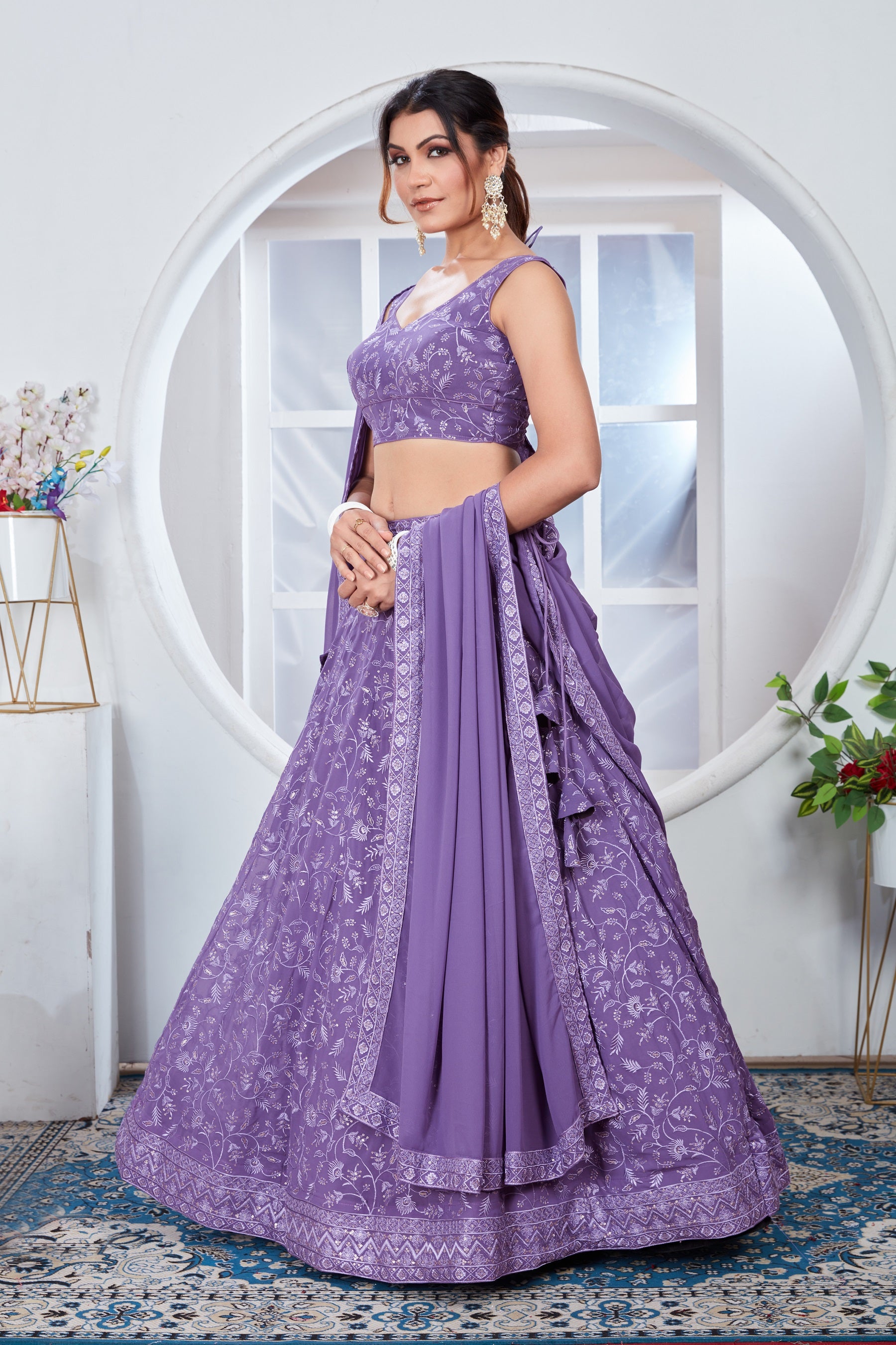 Lehenga Mart Designer Wedding Lehenga Choli For Women - Light Purple - Distacart