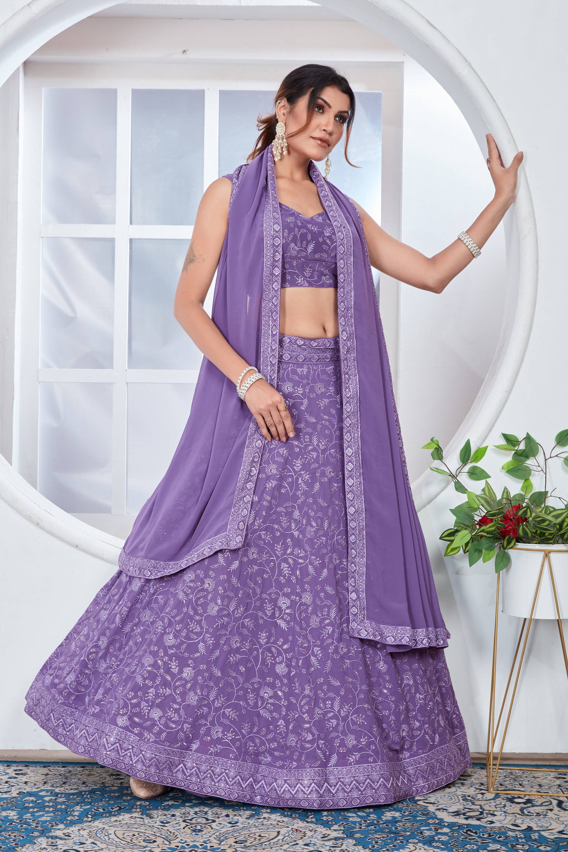 Lehenga Mart Designer Wedding Lehenga Choli For Women - Light Purple - Distacart