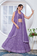 Thumbnail for Lehenga Mart Designer Wedding Lehenga Choli For Women - Light Purple - Distacart