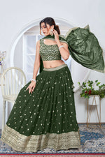 Thumbnail for Lehenga Mart Designer Wedding Lehenga Choli For Women - Mehndi - Distacart