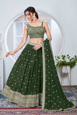 Thumbnail for Lehenga Mart Designer Wedding Lehenga Choli For Women - Mehndi - Distacart