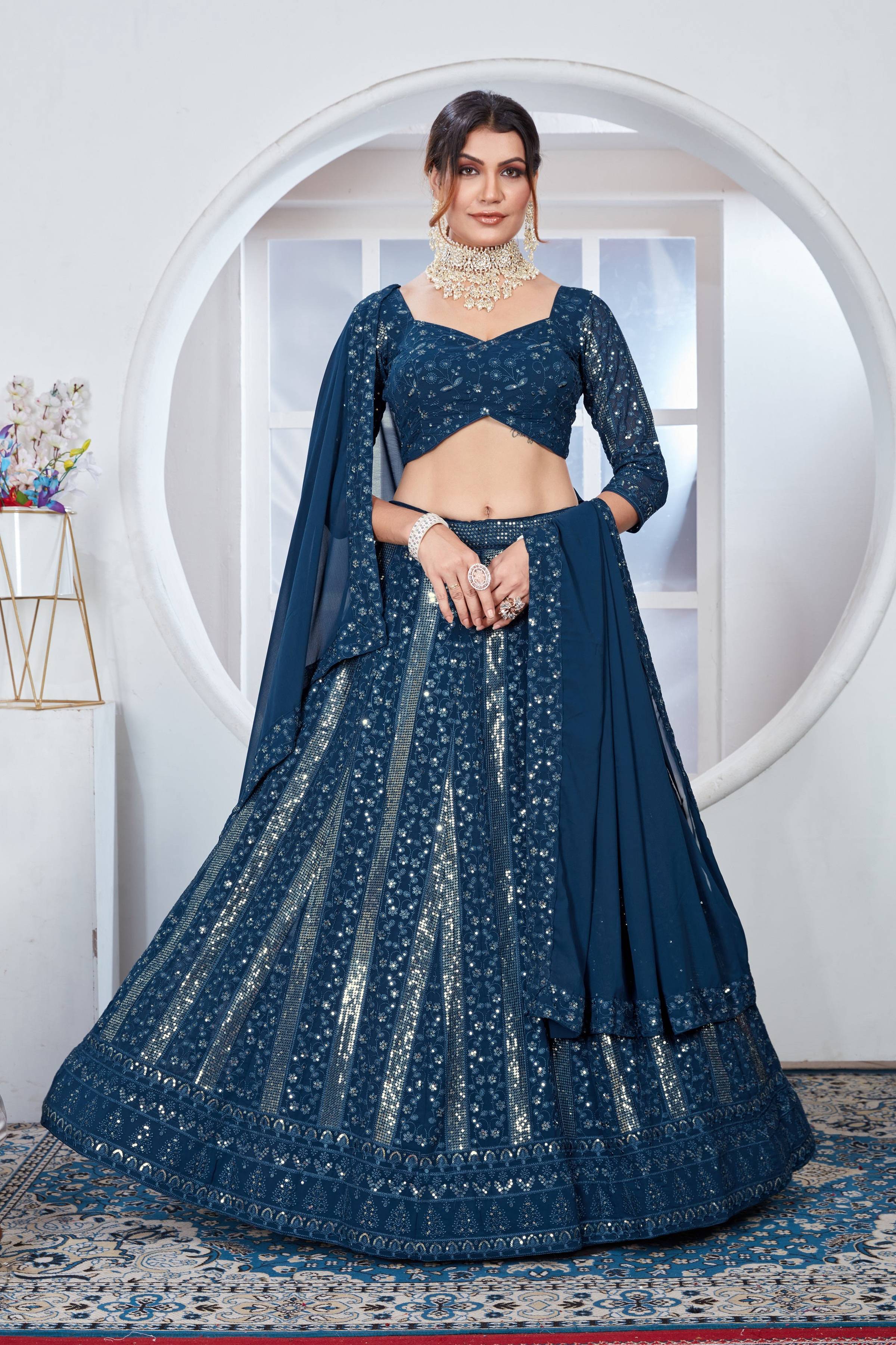 Lehenga Mart Designer Wedding Lehenga Choli For Women - Rama - Distacart