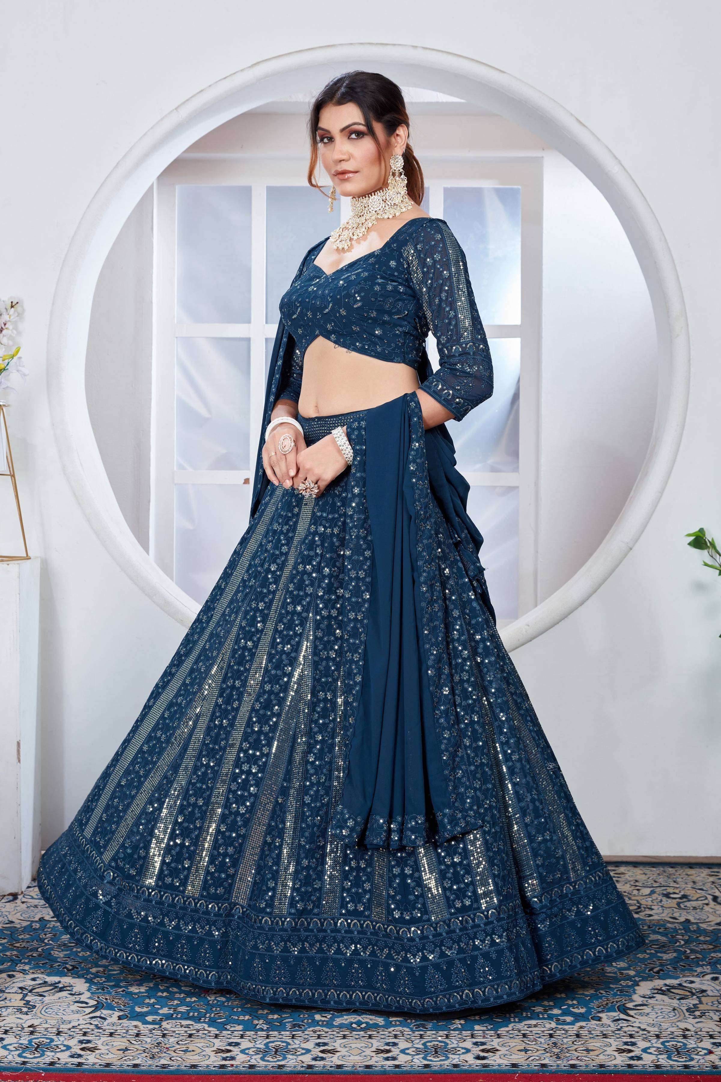 Lehenga Mart Designer Wedding Lehenga Choli For Women - Rama - Distacart