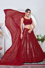 Thumbnail for Lehenga Mart Designer Wedding Lehenga Choli For Women - Red - Distacart