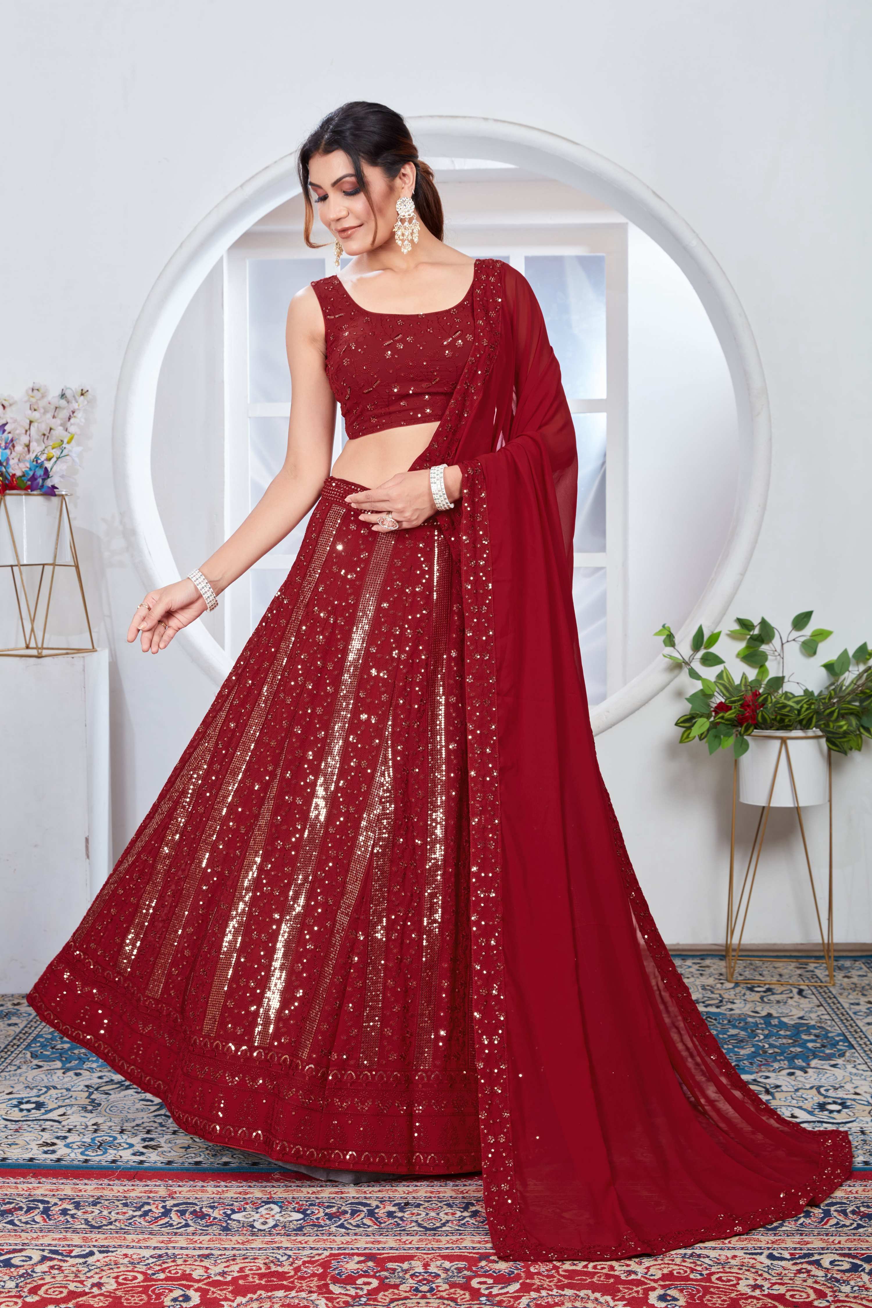 Lehenga Mart Designer Wedding Lehenga Choli For Women - Red - Distacart
