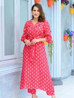 Thumbnail for Aastha Fashion Women's Gajri Red Pure Muslin Heavy Digital Printed Designer Kurti with Pant - Distacart