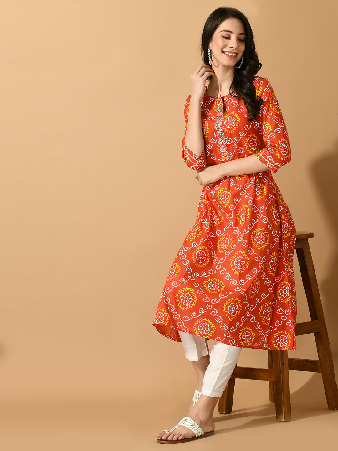 Myshka Women's Multi Flared Printed Festive Kurta - Distacart