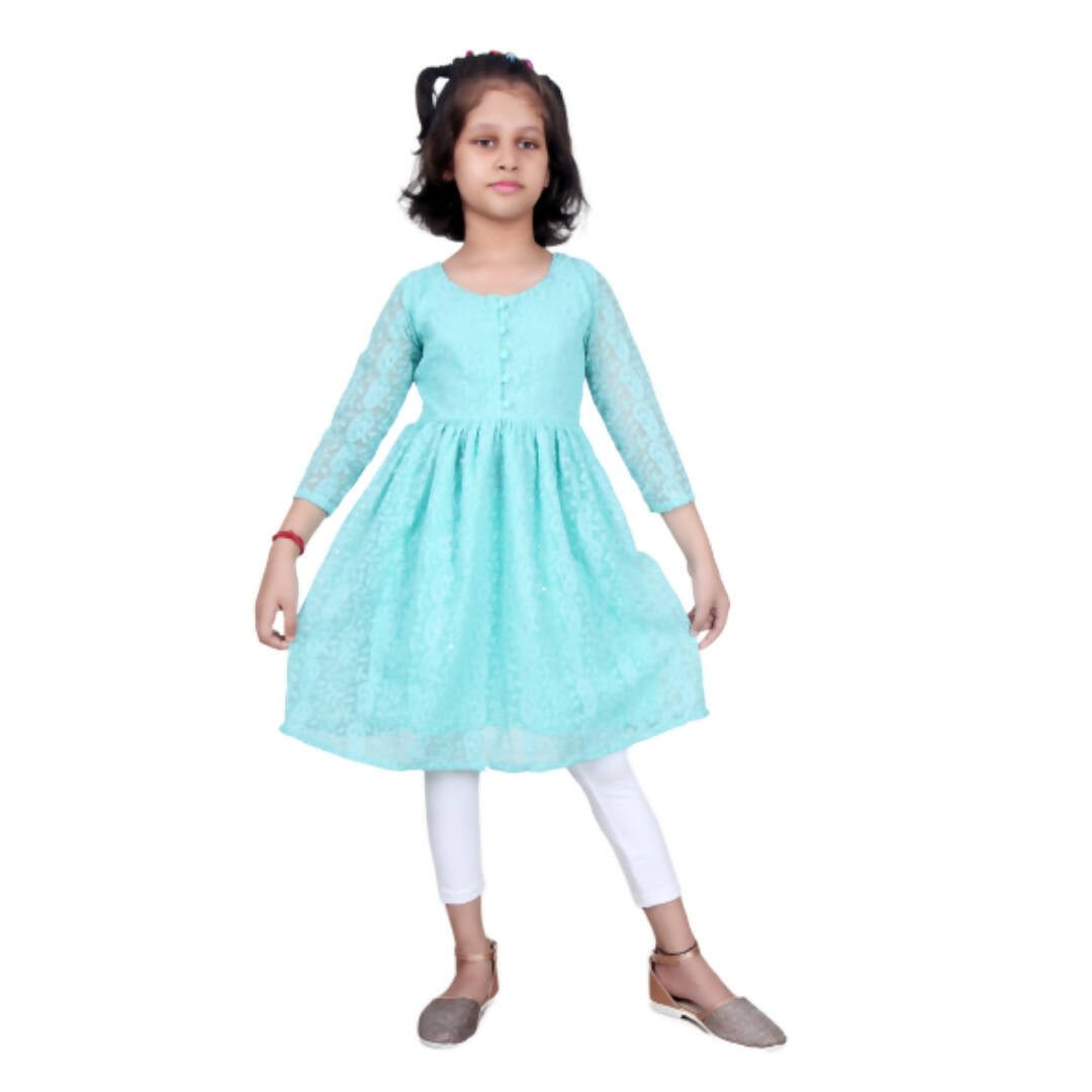 Akarshan viscose Lukhnowi Chikankari Anarkali kurta with Leggings - Green - Distacart