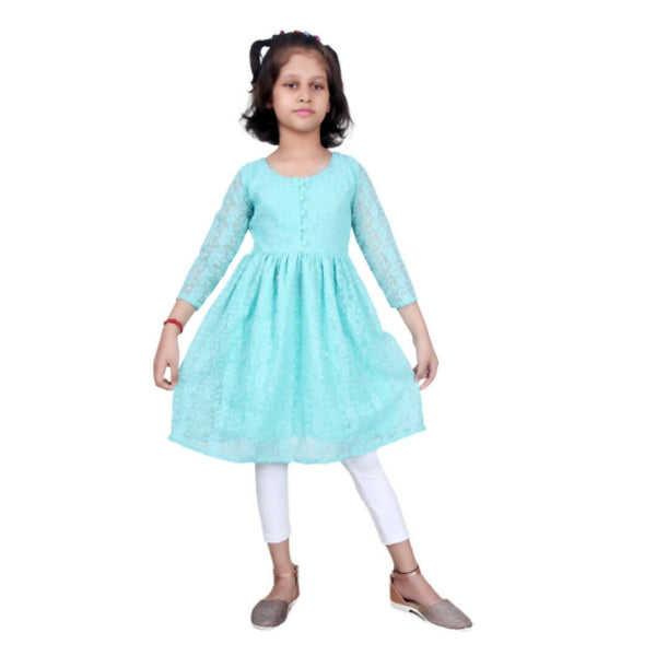 Akarshan viscose Lukhnowi Chikankari Anarkali kurta with Leggings - Green - Distacart