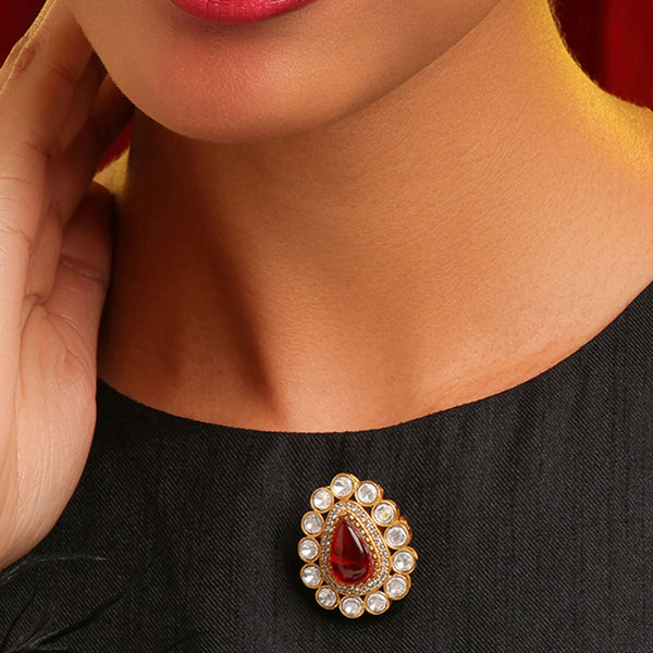 Ruby Raang Teardrop Brooch