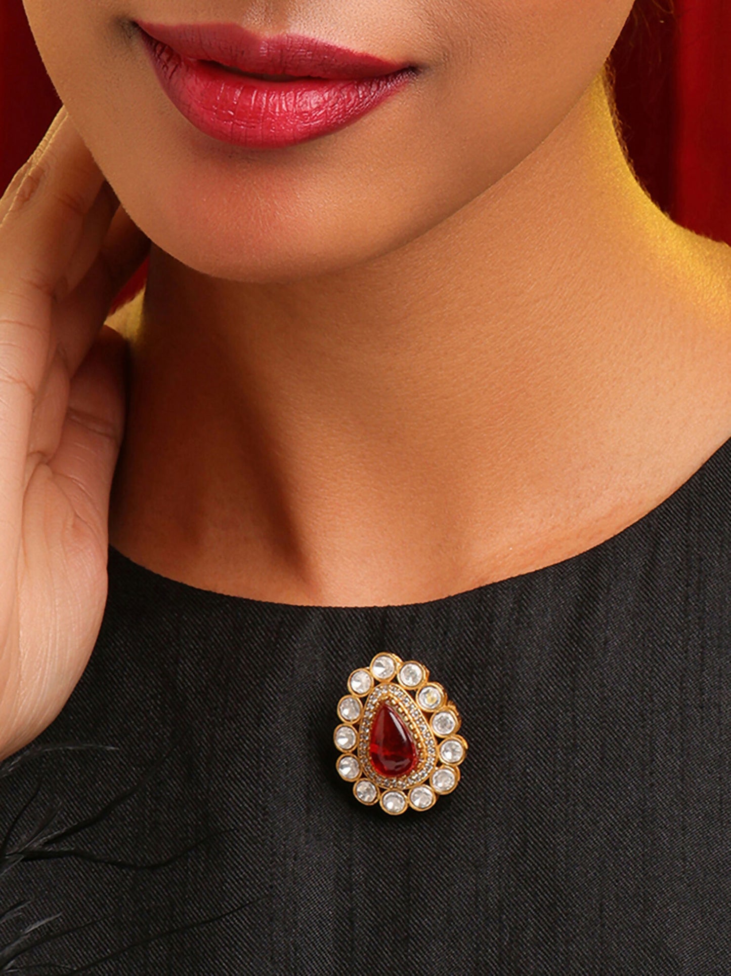 Ruby Raang Teardrop Brooch - Distacart