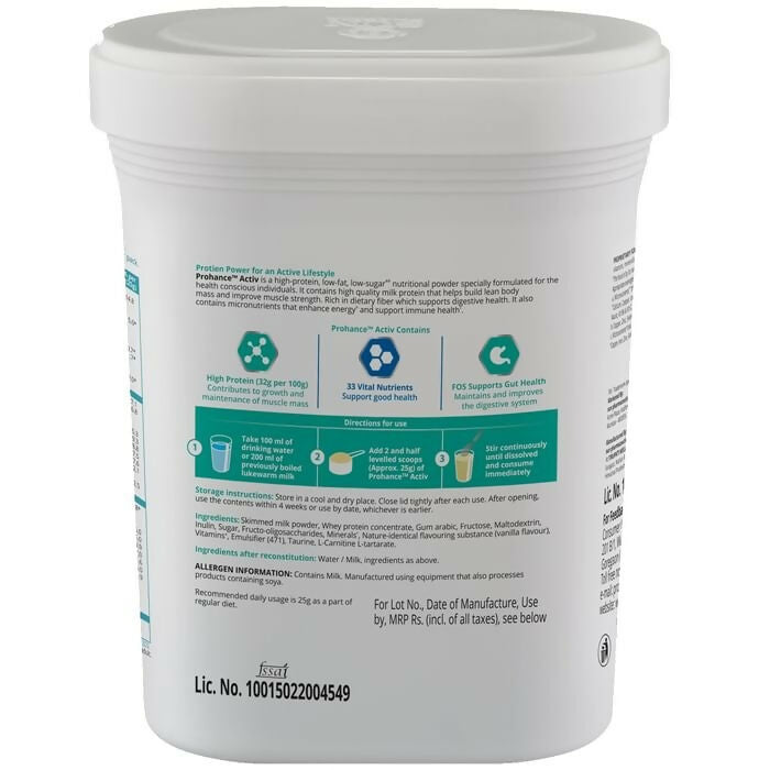 Prohance Activ Nutritional Supplement Powder - Vanilla Flavor - Distacart