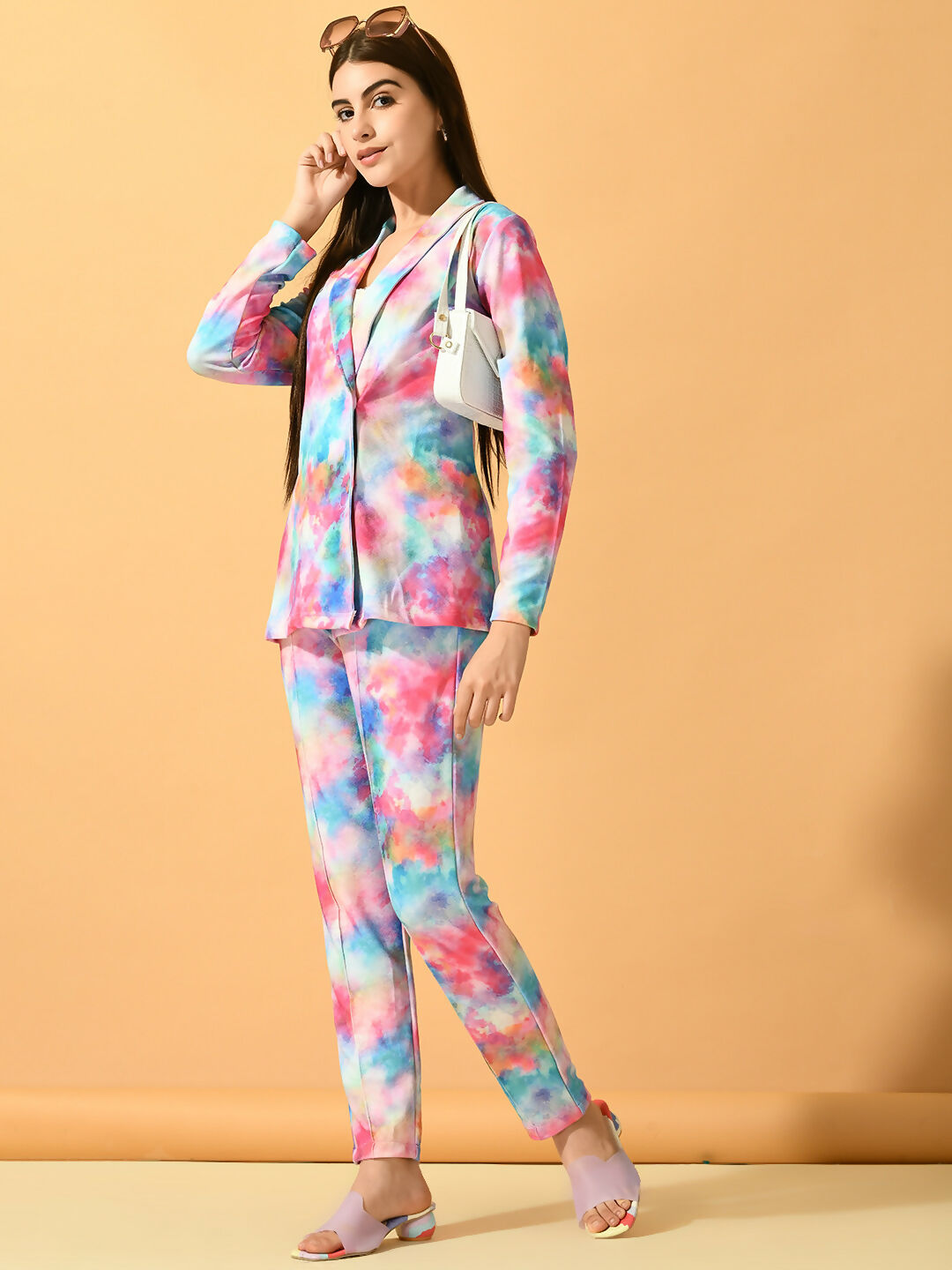 Myshka Women's Multi Printed Coat With Trousers - Distacart