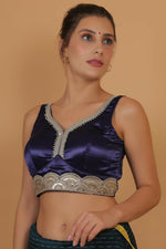 Thumbnail for Joban Fashion Silk Zari And Sequence Work Padded Blouse - Blue