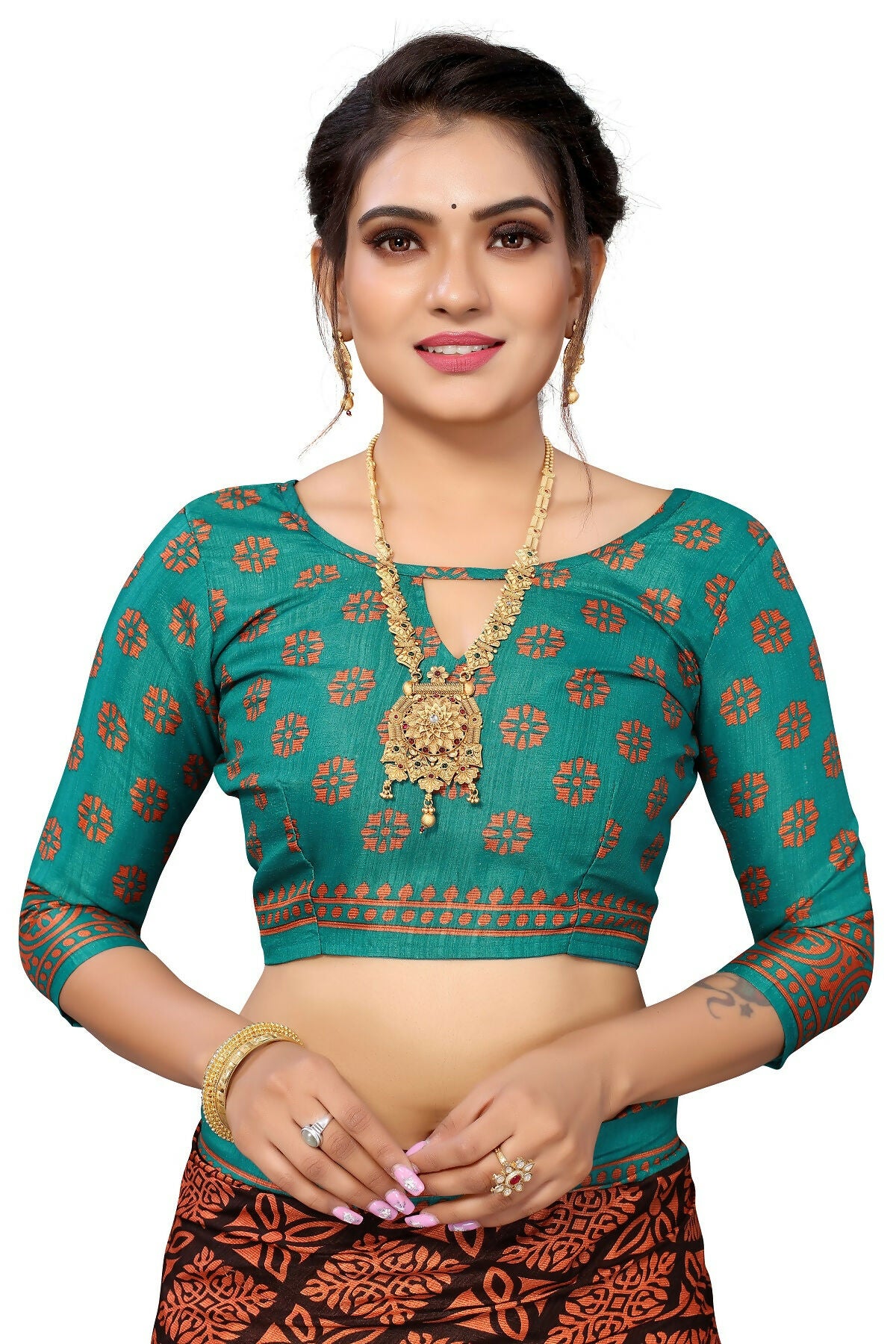 Vamika Brown Printed Art Silk Saree - Distacart