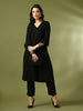 Myshka Women's Black Embroidered Cotton A-Line Party Kurta Set - Distacart