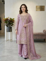 Thumbnail for Teeya Creation Onion Color Gimmychu Silk Embroidery Work Wedding Wear Salwar Suit - Distacart