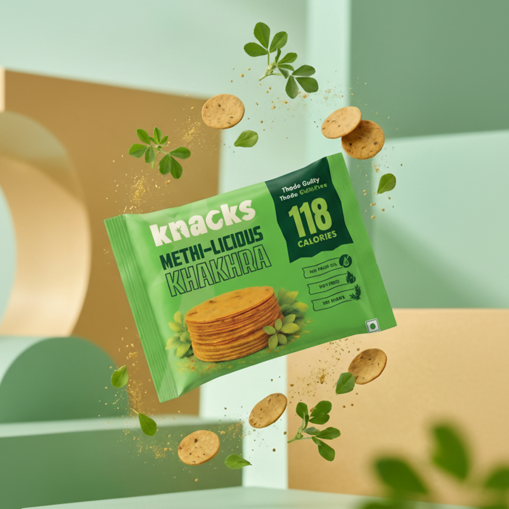 Knacks Coin Khakhra Crisps - Methi-Licious Flavour - Dista