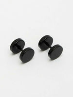 Thumbnail for NVR Men's Black Rhodium Plated Studs Earrings - Distacart