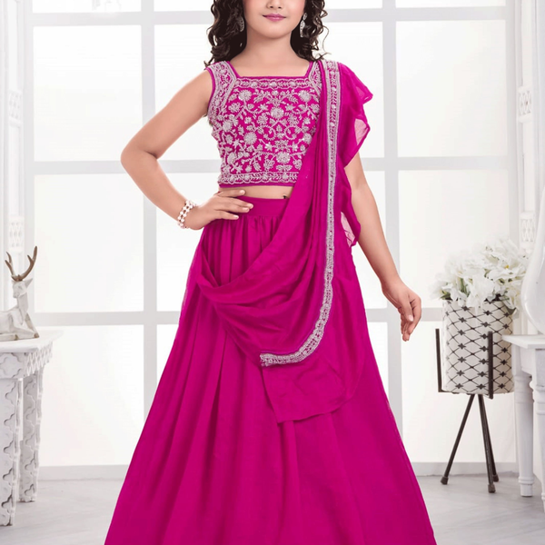 Designer Traditional Pink Multi Color Embroidery With Beads Work Visitra Silk Lehenga Choli - Anbazaar - Distacart