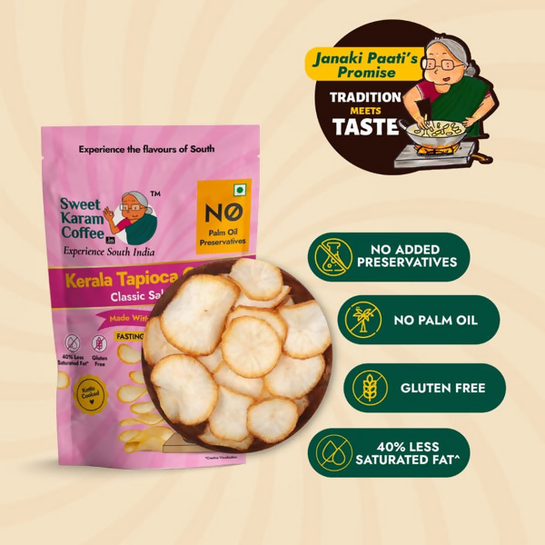 Sweet Karam Coffee Kerala Tapioca Chips - Rock Salt (Fasting Special) - Distacart