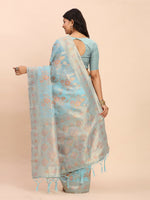 Thumbnail for Astita Linen Cotton Sky Blue Saree