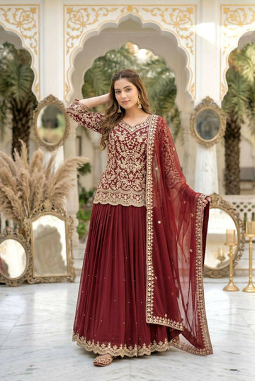 Teeya Creation Womens New Trendy Stylish Anarakali Lehenga Set - Red - Dista