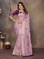 Thumbnail for Vedant Vastram Chiffon Net Embroidery work Bollywood Fancy Saree - Lavender - Dista