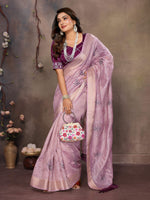 Thumbnail for Vedant Vastram Chiffon Net Embroidery work Bollywood Fancy Saree - Lavender - Dista